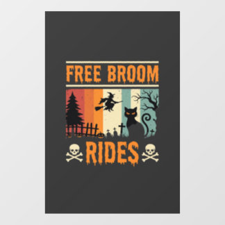 Autocollant Pour Fenêtre Sorcière Chat de Rides de Balai Gratuits Halloween