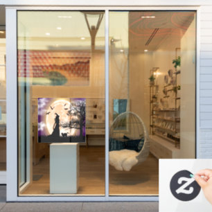 Autocollant Pour Fenêtre Sorcière mystique, Chat noir, Pleine lune