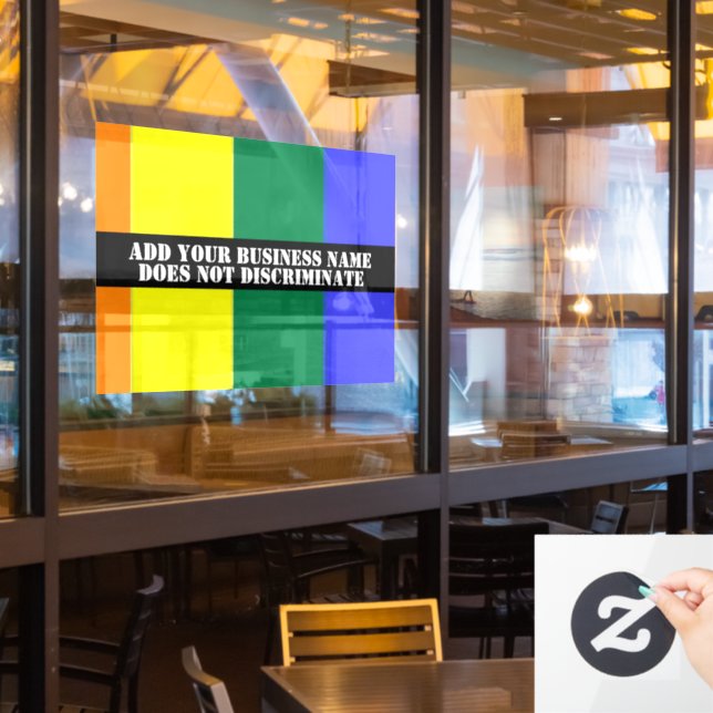 Autocollant Pour Fenêtre Soutien Gay Notre Entreprise Ne Discrimine Pas (Fenêtre du restaurant)