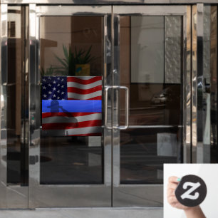 Autocollant Pour Fenêtre Soutien Police Ligne Bleue Mince