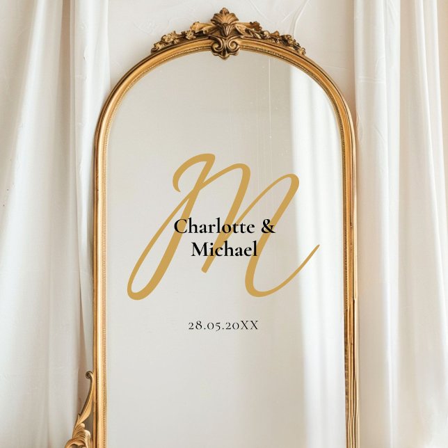 Autocollant Pour Fenêtre Spécifique, simple, élégant, monogramme (Customer specific, simple, elegant, monogram, wedding, window cling with your names and date.)