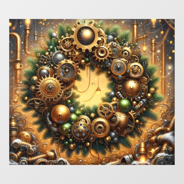 Autocollant Pour Fenêtre Steampunk Christmas Window Cling (Feuille)