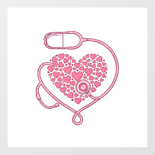 Autocollant Pour Fenêtre Stéthoscope Cardiaque Amour Médical Vecteur Concep