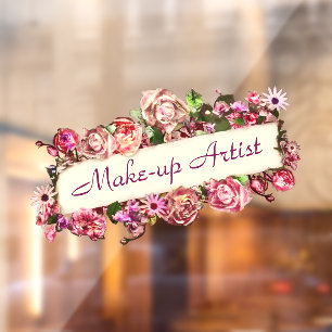 Autocollant Pour Fenêtre Studio Artiste Maquillage Floral Vintage Personnal