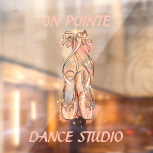 Autocollant Pour Fenêtre Studio de danse personnalisé Aquarelle Rose Ballet