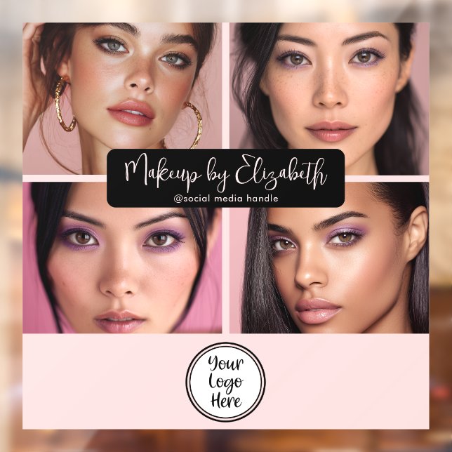 Autocollant Pour Fenêtre Studio de Maquillage Blush Rose Script 4 Photo Vot (Feuille 2)