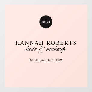 Autocollant Pour Fenêtre Studio de Maquillage Coiffure Logo Script Rose Écl