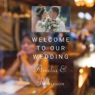 Autocollant Pour Fenêtre Style blanc Script personnalisé mariage photo Bien