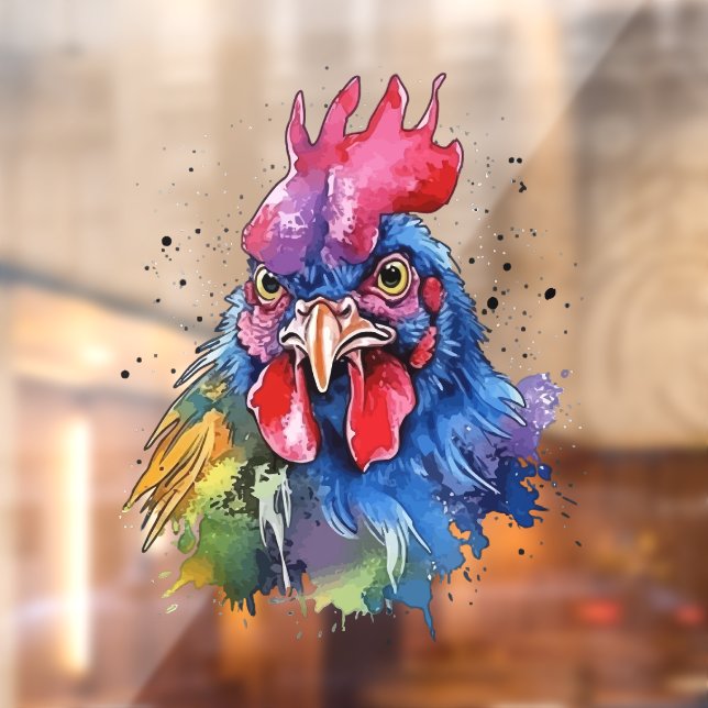 Autocollant Pour Fenêtre Style d'aquarelle de poulet du coq du pays (Feuille 2)