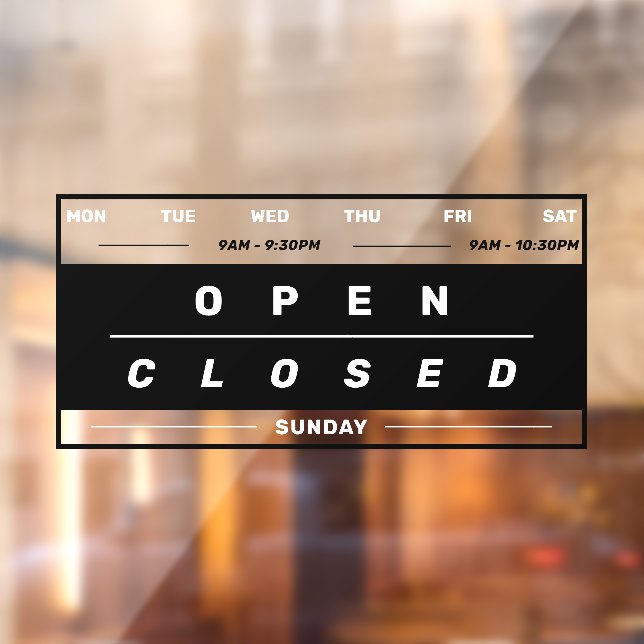 Autocollant Pour Fenêtre Style de calendrier Heures d'ouverture de l'entrep (Feuille 2)