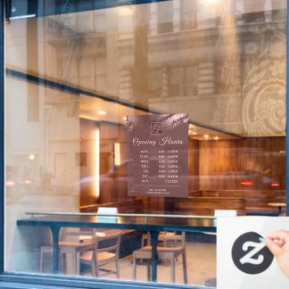 Autocollant Pour Fenêtre Stylish Bronze Business Logo OpeningHours