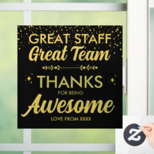 Autocollant Pour Fenêtre Super Équipe Super Personnel Merci Signe Employé