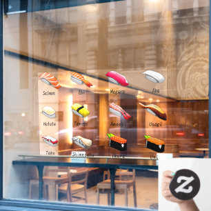 Autocollant Pour Fenêtre Sushi Japonais Nourriture Japonaise Poisson Japona