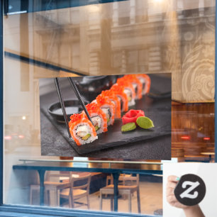 Autocollant Pour Fenêtre Sushi Japonais Poisson d'alimentation de plaque As