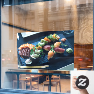 Autocollant Pour Fenêtre Sushi Saumon Japonais Cuisine Japonaise Poisson