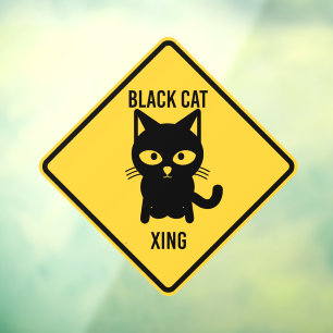 Autocollant Pour Fenêtre Symbole de passage du chat noir Halloween drôle
