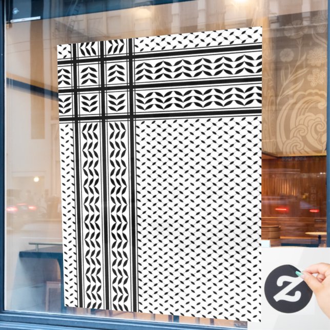 Autocollant Pour Fenêtre Symbole Keffiyeh de la Palestine Motif de résistan (Fenêtre de café)