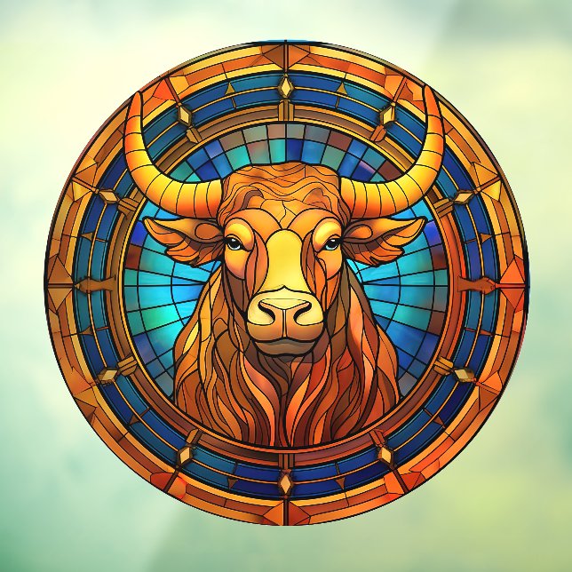 Autocollant Pour Fenêtre Symbole Taurus Zodiac Faux Vitre Tachée Clouage (Feuille 3)