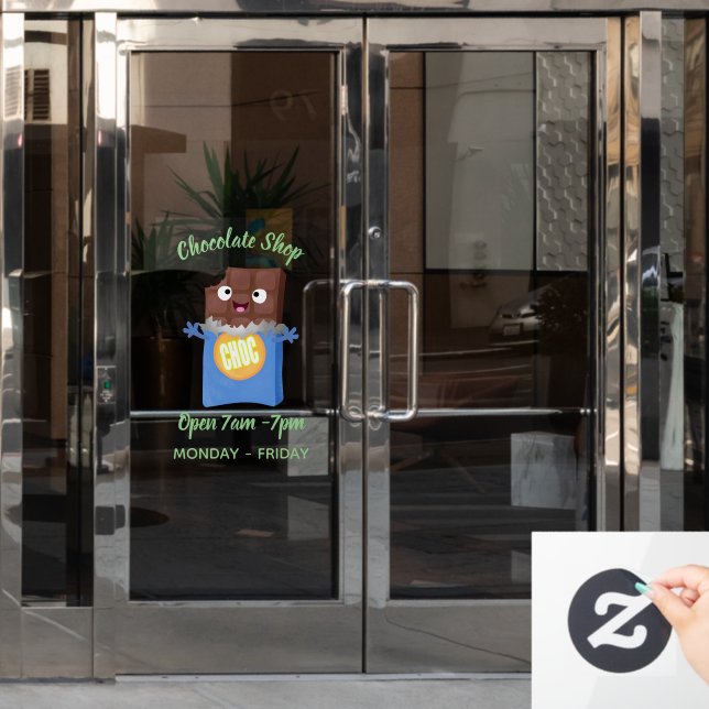 Autocollant Pour Fenêtre Sympa chocolat chocolat bonbon bar personnage de d (Porte de bureau)