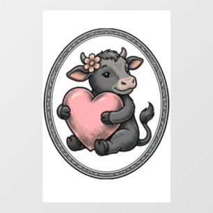 Autocollant Pour Fenêtre T-shirt de ferme avec gravure vintage de coeur de 
