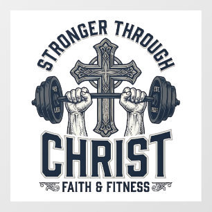 Autocollant Pour Fenêtre T-Shirt de gym chrétien Plus fort par le Christ