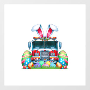 Autocollant Pour Fenêtre T-shirt Pâques Camion de pompier Oreilles de lapin