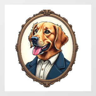 Autocollant Pour Fenêtre T-Shirt Vintage Portrait de Golden Retriever Patri