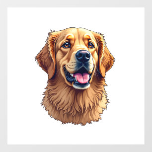 Autocollant Pour Fenêtre T-shirt vintage visage de golden retriever patriot