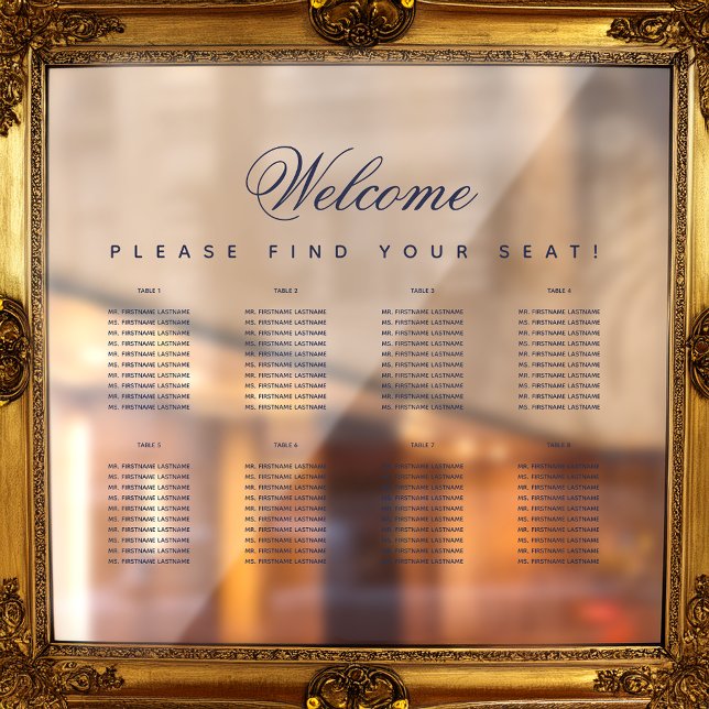 Autocollant Pour Fenêtre Tableau 8 Tableau Transparent Marine Bleu Script S (Créateur téléchargé)