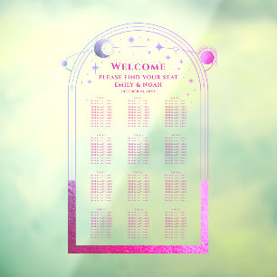 Autocollant Pour Fenêtre Tableau de placement de mariage céleste rose lavan
