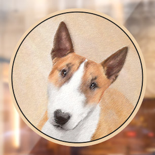 Autocollant Pour Fenêtre Tabouret miniature Terrier Peinture - Art Chien or