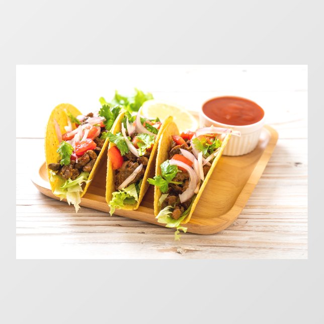 Autocollant Pour Fenêtre Tacos Meat mexicain Food Picture Restaurant (Feuille)
