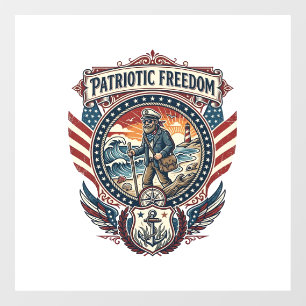 Autocollant Pour Fenêtre Tee-shirt graphique vectoriel Patriotic Beachcombe
