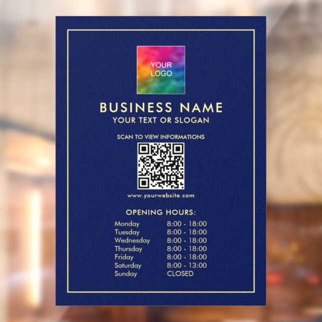 Autocollant Pour Fenêtre Téléchargez votre logo QR Code heures d'ouverture (Feuille 2)