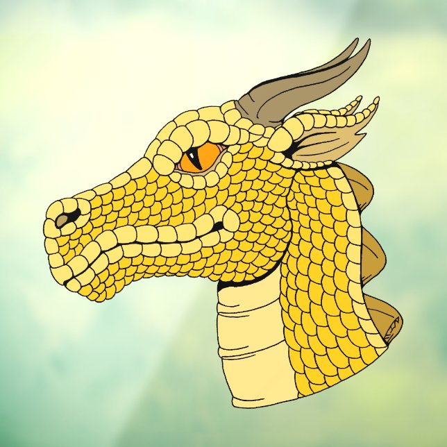 Autocollant Pour Fenêtre Tête de dragon d'or en profil (Feuille 3)