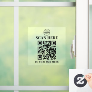 Autocollant Pour Fenêtre Texte de menu Code QR Logo personnalisé