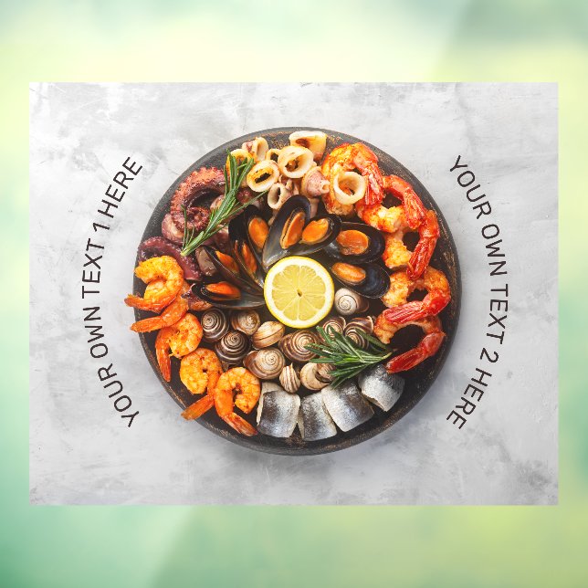 Autocollant Pour Fenêtre Texte personnalisé Plateau de fruits de mer (Feuille 3)