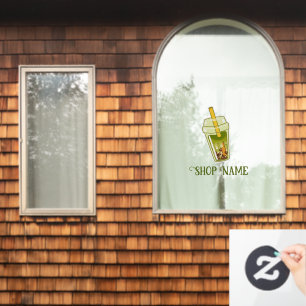 Autocollant Pour Fenêtre Thé à bulle Matcha