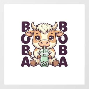 Autocollant Pour Fenêtre Thé aux perles de vache mignonne Design de T-Shirt