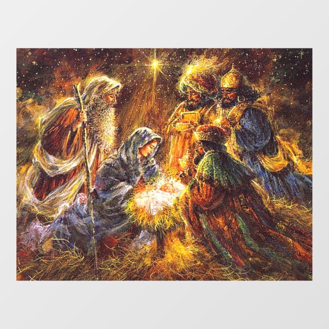 AUTOCOLLANT POUR FENÊTRE THE NATIVITY:  ADORATION OF THE MAGI (Feuille)