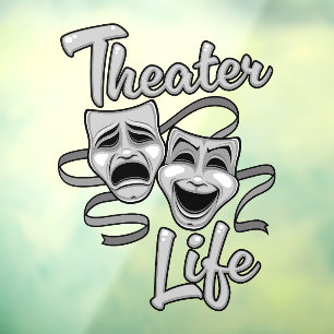 Autocollant Pour Fenêtre Théâtre Vie Comédie et masques de tragédie