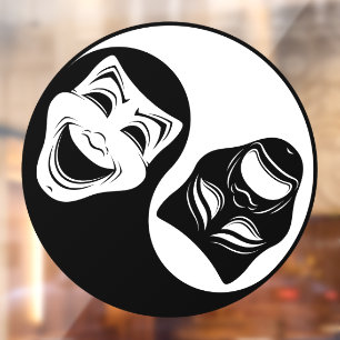 Autocollant Pour Fenêtre Théâtre Yin Yang Design - Masques de comédie et de