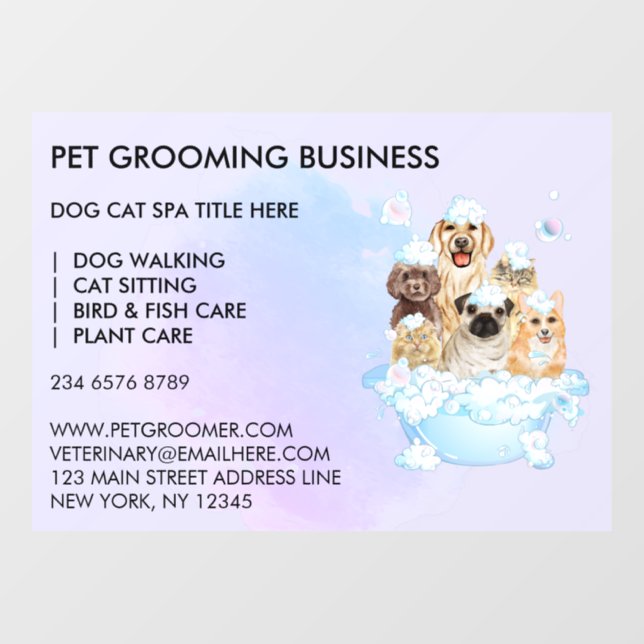 Autocollant Pour Fenêtre Toiletteur pour animaux Salon de chien de chat ass (Feuille)