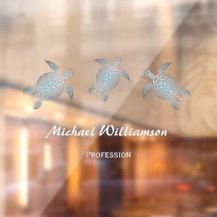 Autocollant Pour Fenêtre Tortue de mer en argent Turquoise Côte 