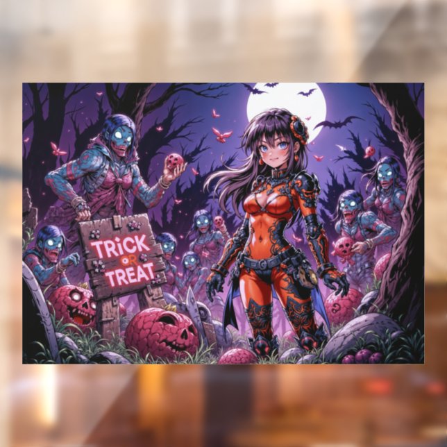 Autocollant Pour Fenêtre Trick ou traiter Halloween Zombies distribuer le c (Feuille 2)