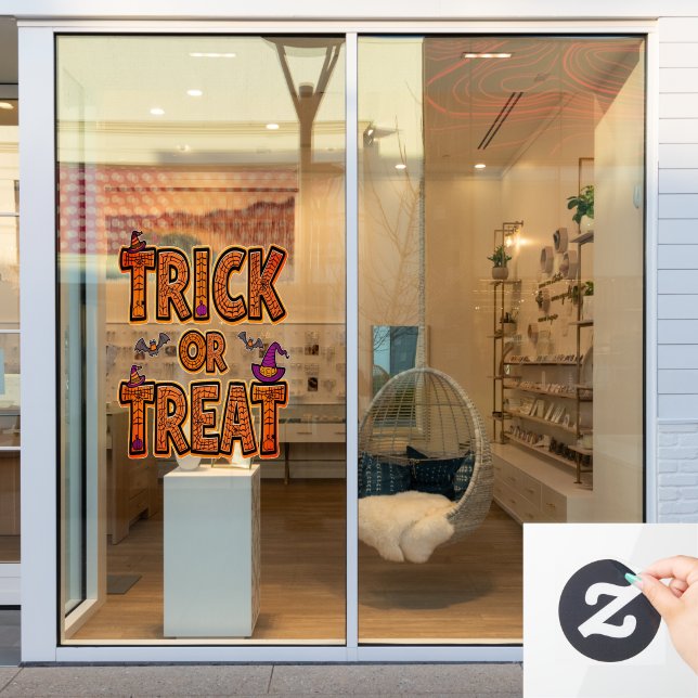 Autocollant Pour Fenêtre Tricoter ou traiter Halloween Amusants Design Éffr (Vitrine du magasin)