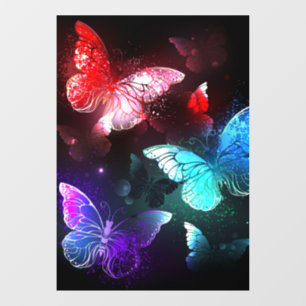 Autocollant Pour Fenêtre Trois papillons brillants sur l'arrière - plan de 