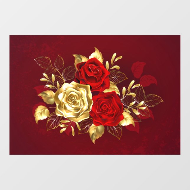 Autocollant Pour Fenêtre Trois Roses de bijoux (Feuille)