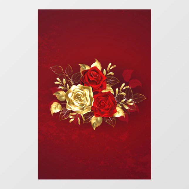 Autocollant Pour Fenêtre Trois Roses de bijoux (Feuille)