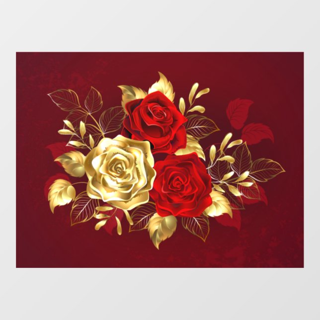 Autocollant Pour Fenêtre Trois Roses de bijoux (Feuille)